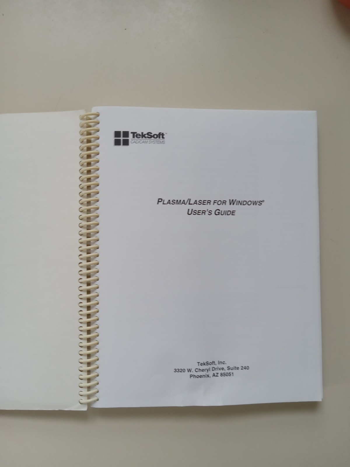 Plasma/Laser For Windows User's Guide TekSoft, Inc. 1995 Paperback(Spiral)...