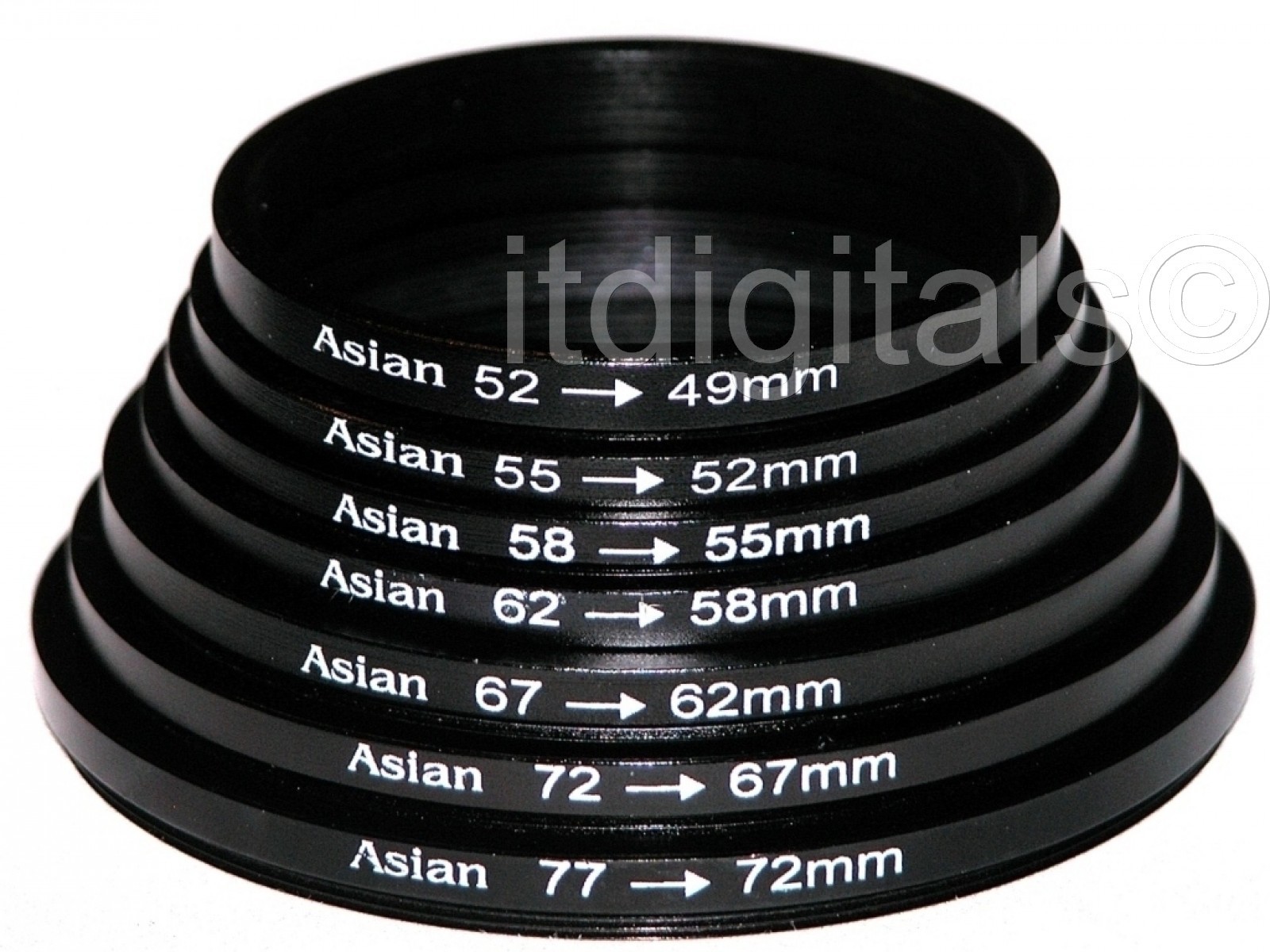 STEP-DOWN Stepping Metal Adapter RING SET 77 72 67 62 58 55 52 49 mm 7 Piece