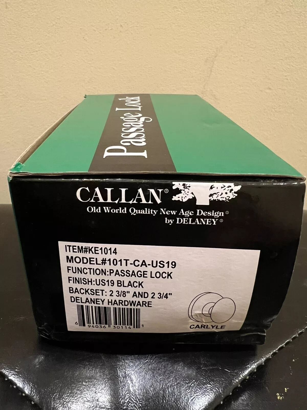 Callan 101T-CA-US19 Carlyle Passage Knob Set Black