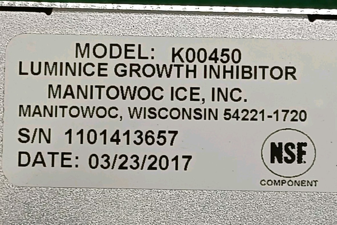 Used  Manitowoc K00450 Luminice Growth Inhibitor S/N 1101413657 03/23/2017
