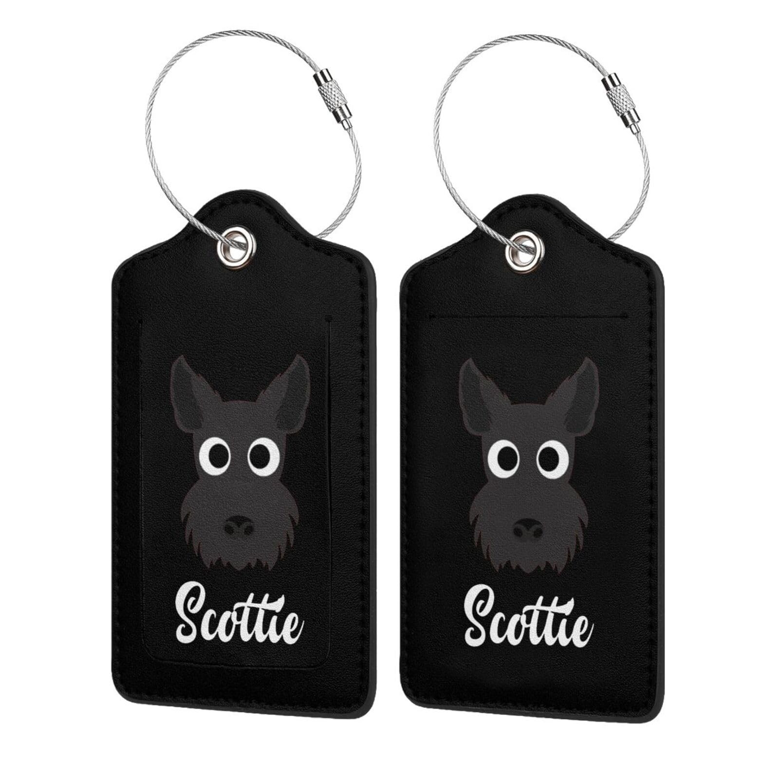 Feig Scottie Dog Scottish Terrier Leather Baggage Bag Luggage 1 PCS, Black