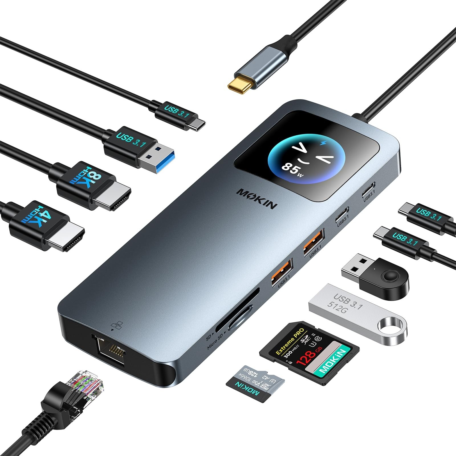 MOKiN LCD Docking Station,12 in 1 Laptop Docking Station Dual Monitor 8K@30Hz...