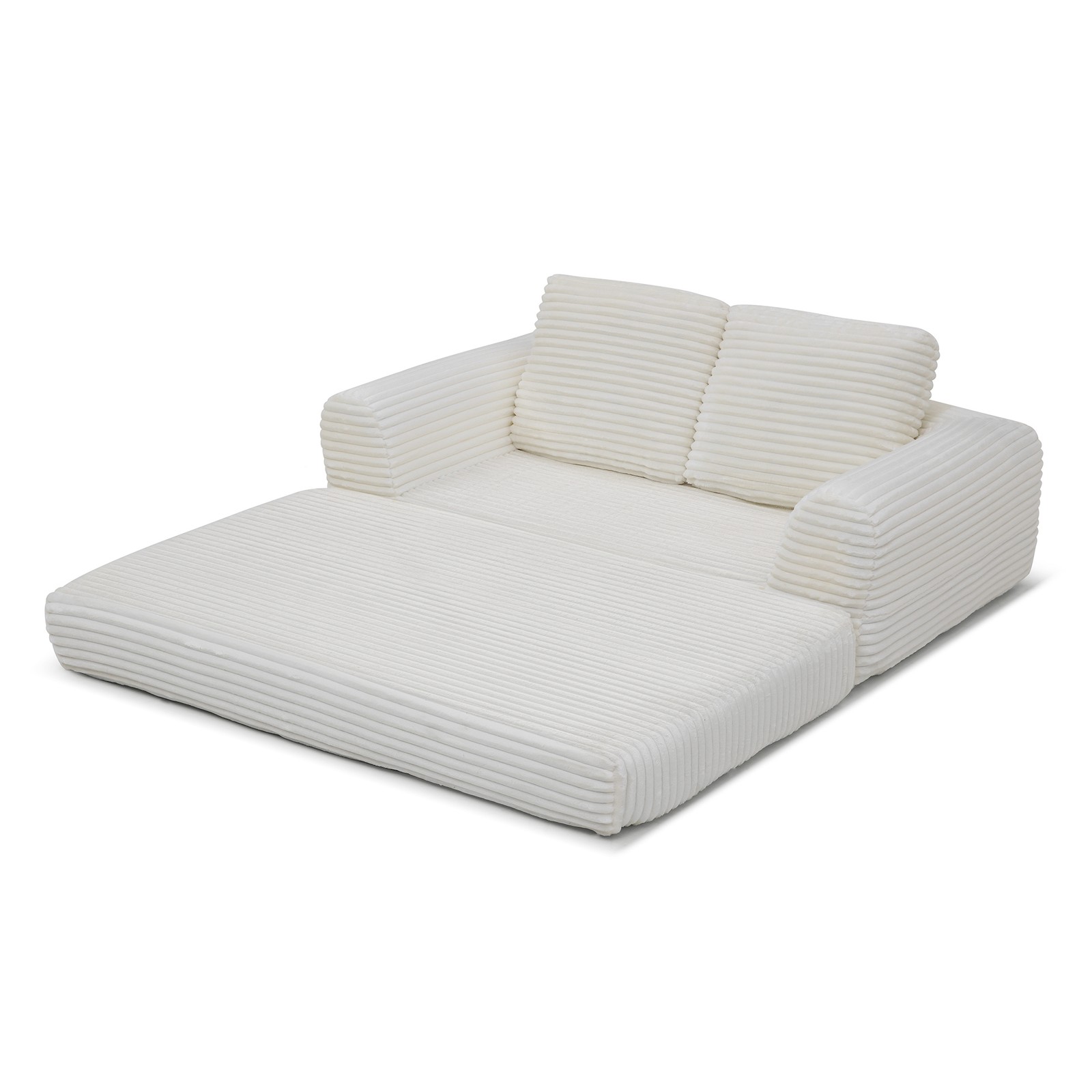 2-in-1 Folding Convertible Sofa Bed, Modern Corduroy Sleeper Couch with 2*pillow