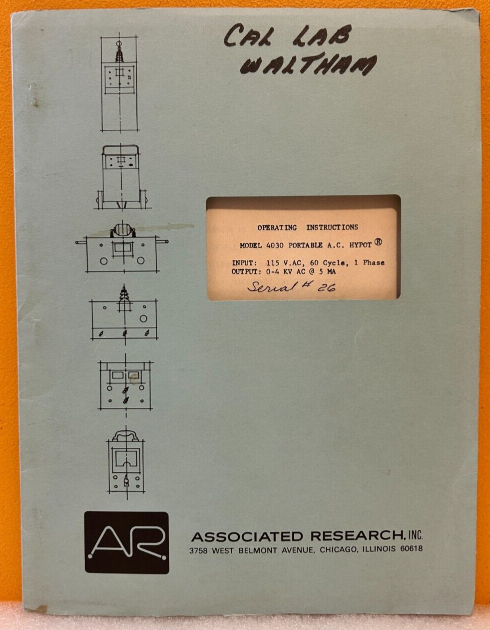 Associated Research Model 430 Portable A.C. Hypot Operating Instructions Manual.