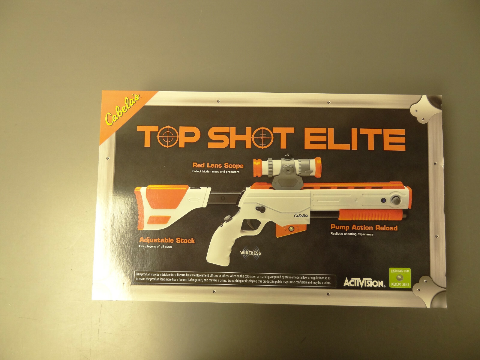 Xbox 360 Cabela's Top Shot Elite w/ Scope Rifle Peripheral Includes Sensor NEW