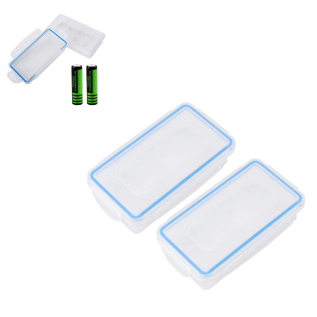 2 Pack Battery Storage Box Enclosure Holder Waterproof Battery Protector A...