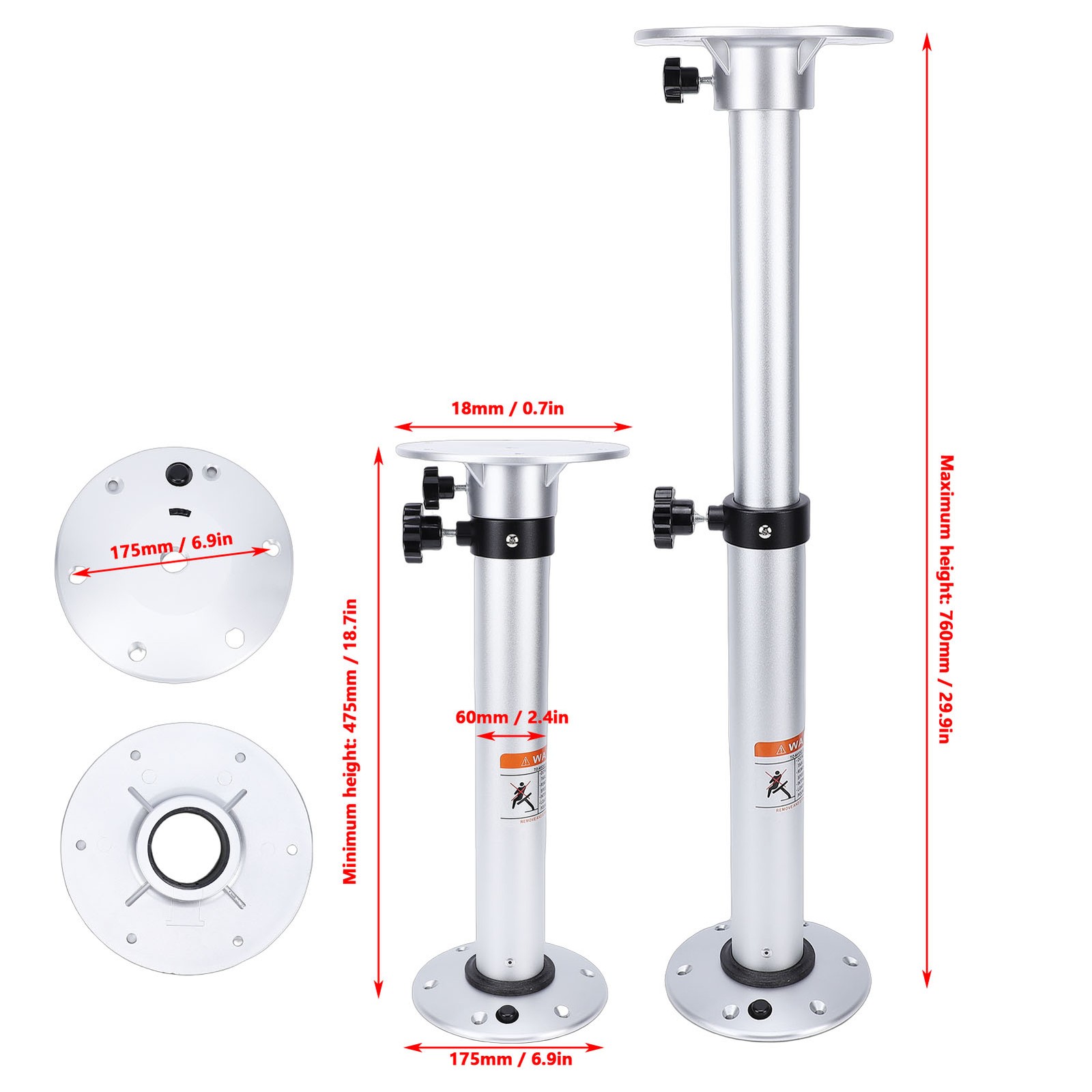 Heavy Duty Adjustable Boat Table Pedestal For RVs And B3W1W
