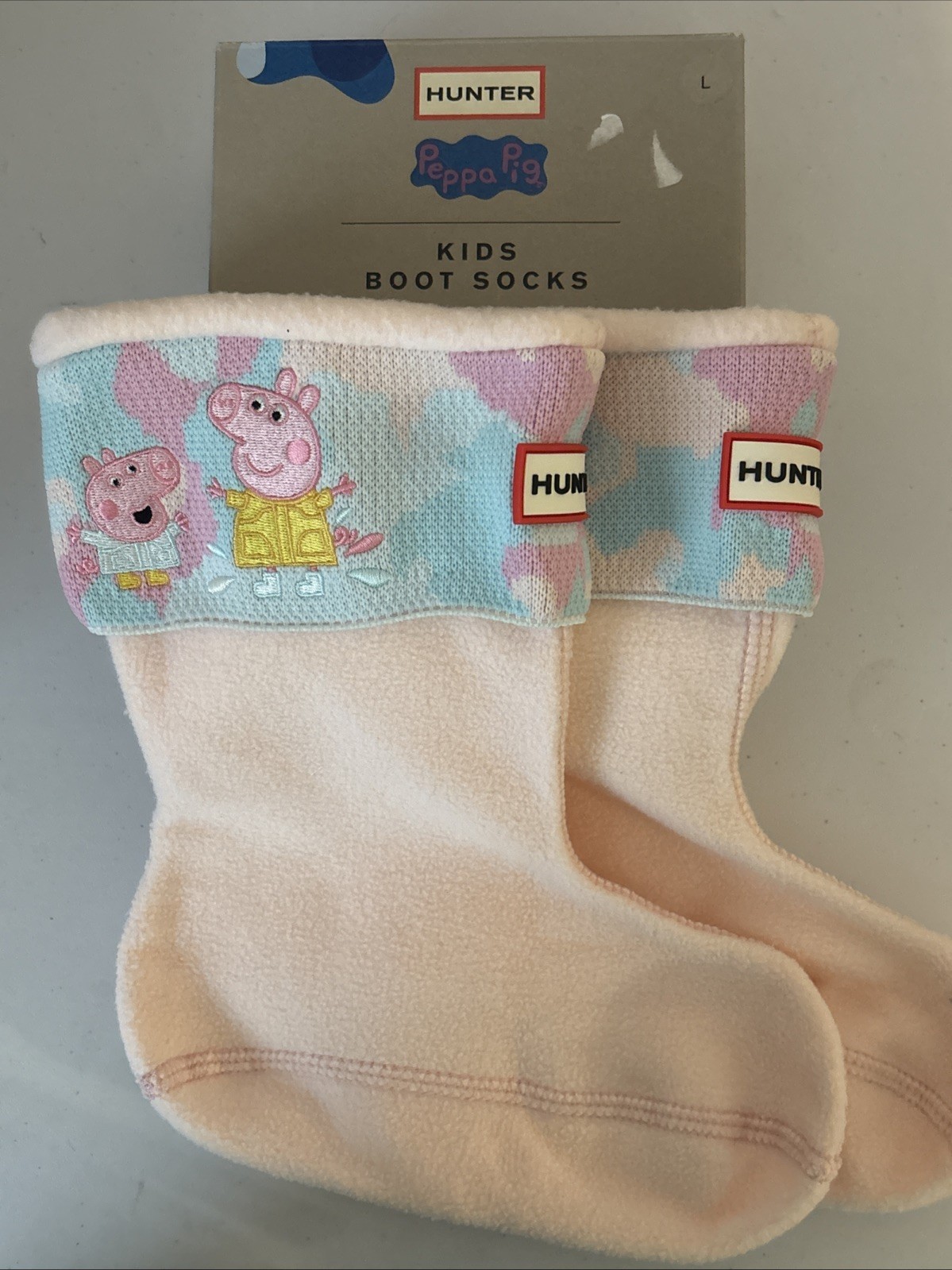 Hunter Peppa Pig Kids Boot Socks Pink LARGE Size 1-3 Children’s