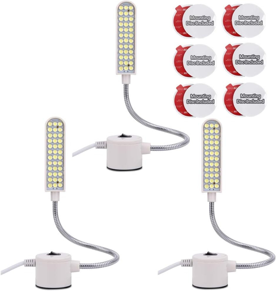 Sewing Machine Light with Magnetic Mounting Base | Gooseneck Work Light White So