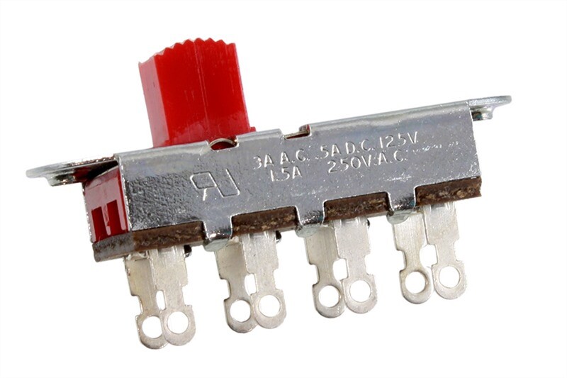 NEW - Switchcraft On-Off-On Slide Switch For Fender Mustang - RED KNOB
