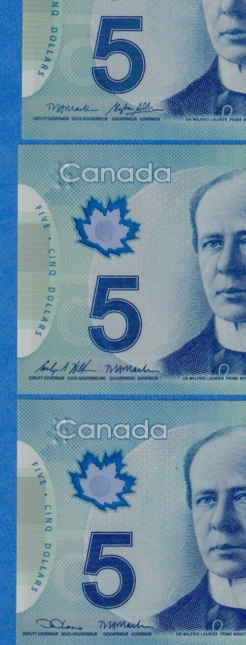 Canada $5 2013 Combo - 3 UNC Polymer Notes P106b,d,e 3 Different Signature Sets