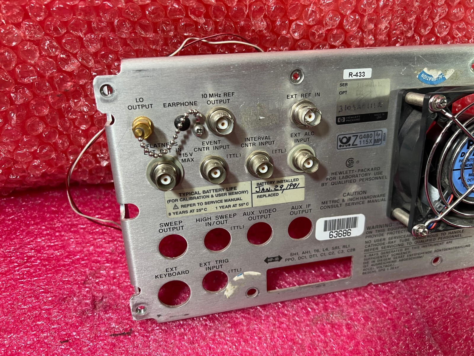 HP Agilent 9KHz-22GHz Spectrum Analyzer 8593A ''Rear Panel''
