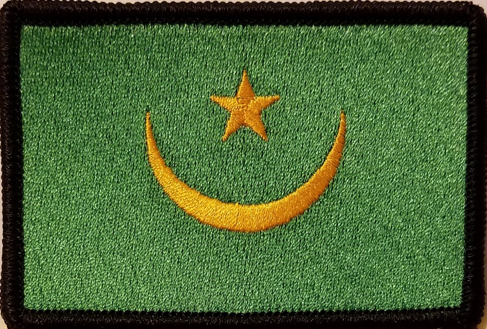 Mauritania  Flag Patch With Hook Adhesive Fastener   Emblem BLACK Border