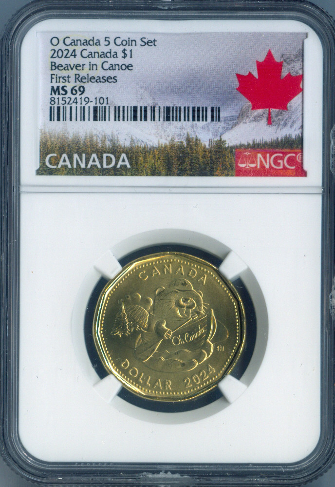 2024-O Canada Beaver in Canoe Dollar $1 NGC MS69 First Releases Quality