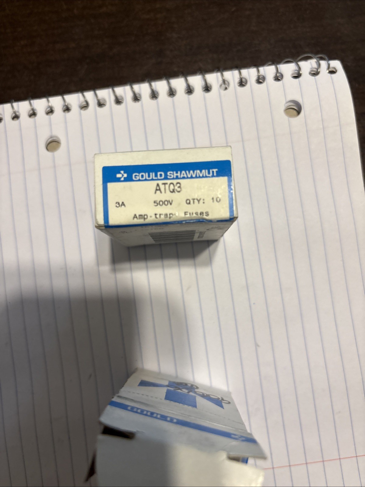 BOX of 10 / GOULD-SHAWMUT ATQ3- 3 Amp Trap Fuses 500V / NEW SURPLUS