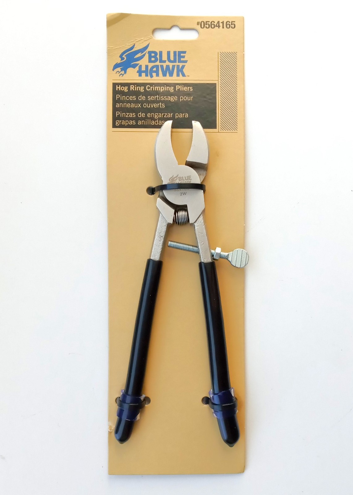 Blue Hawk Hog Ring Pliers 8" Gray/Steel Rubber Grips For Chain Link 0564165