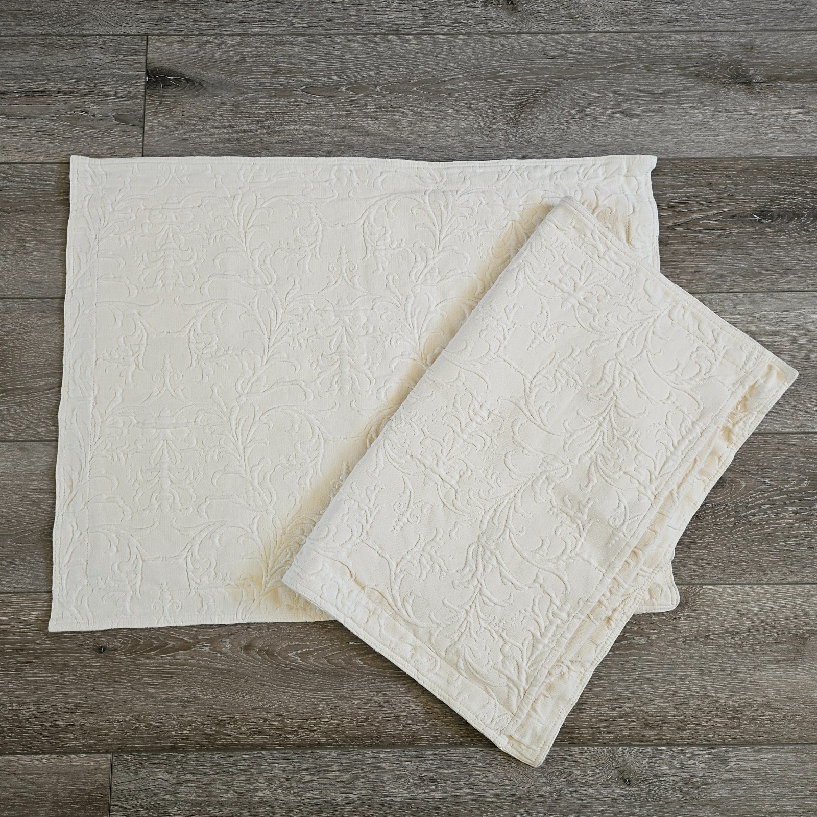 2 Lamont Home White Standard Shams Matelasse Quilted Floral Cotton Made Portugal
