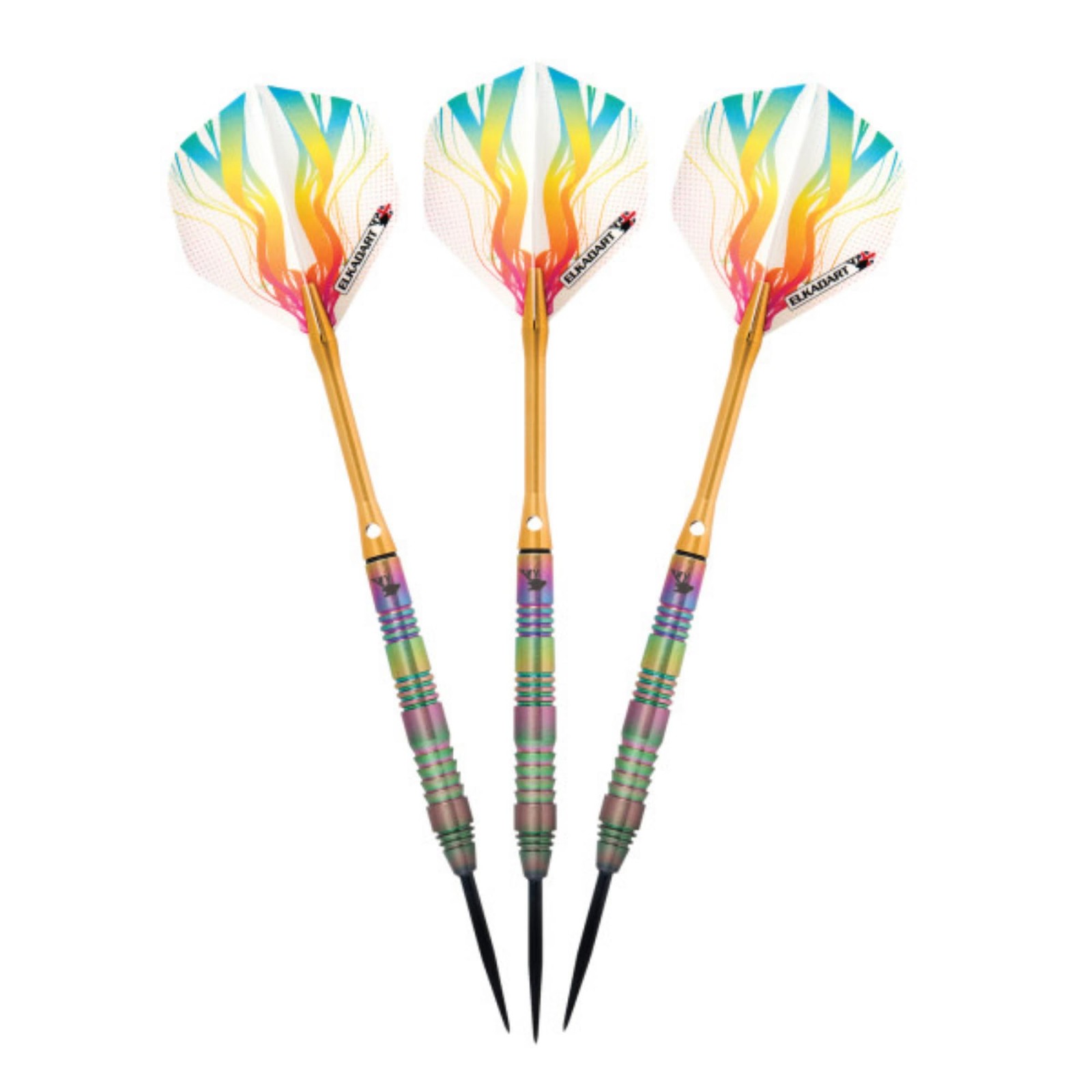 Elkadart Rainbow 90% Tungsten Steel Tip Darts, 23 Grams, Iridescent