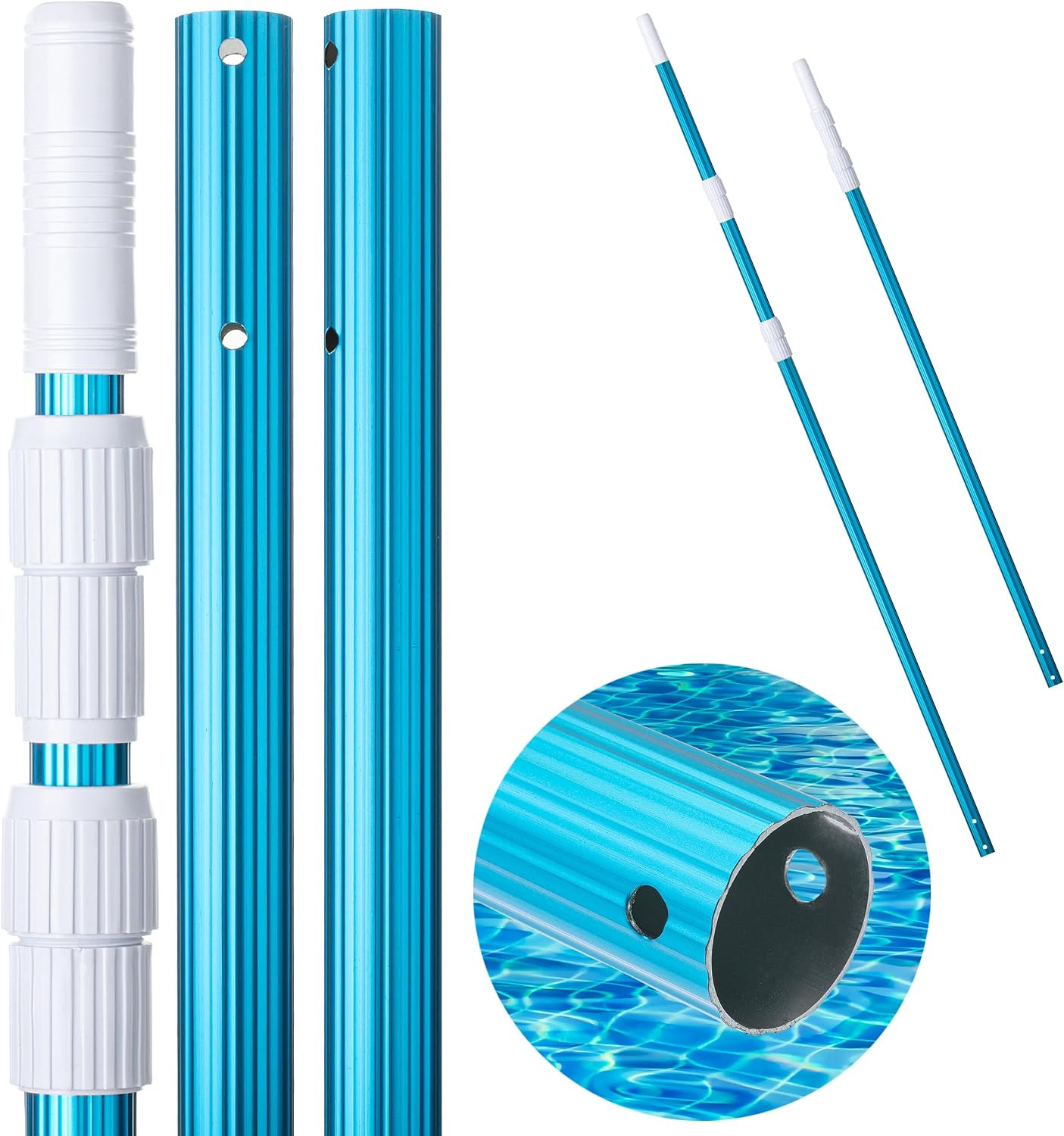 UNCO- Telescopic Pool Pole, 12 Ft, Adjustable 3Pc Expandable Cleaning Pole | Poo