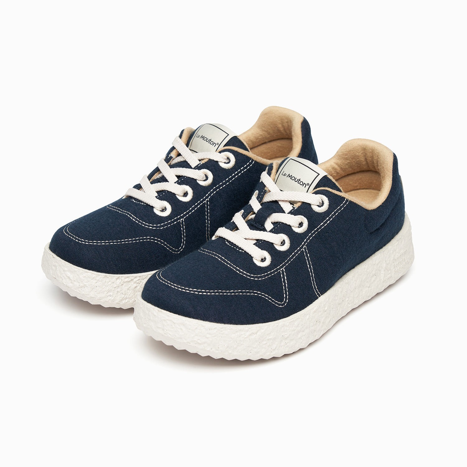 LeMouton Mate Womens Comfort Sneakers Shoes Merino Wool Navy #1 Seller Korea