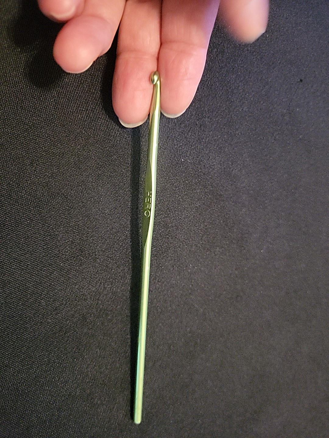 Vintage HERO Green Aluminum Crochet Hook Size G Made in Germany