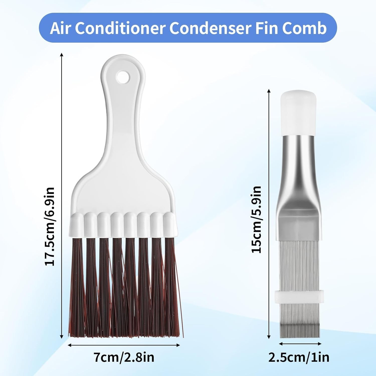 AC Condenser Fin Comb & Coil Cleaning Brush Set for HVAC & Refrigerator