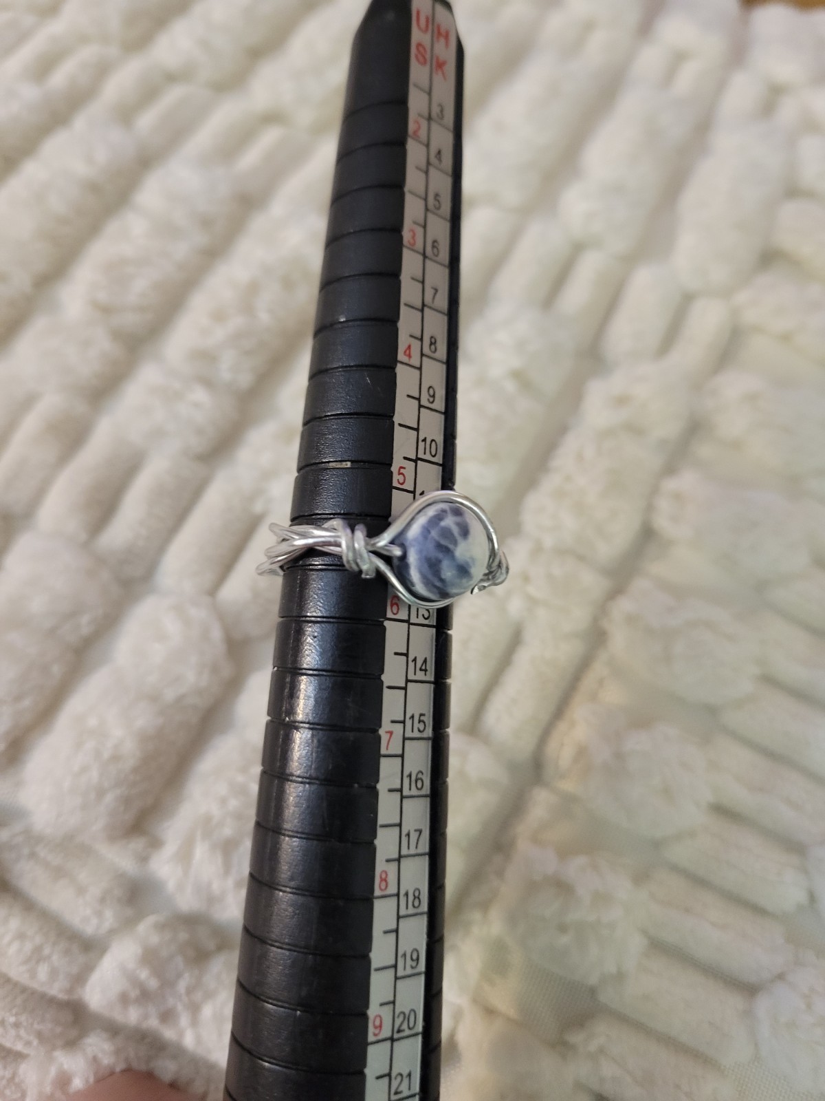 Silver Blue Sodialte Gemstone Ring Size 6 Beautiful Handmade Crystal Ring