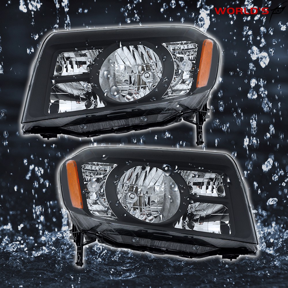 Left+Right For 2009 2010 2011 Honda Pilot Halogen Black Headlight Amber Corner