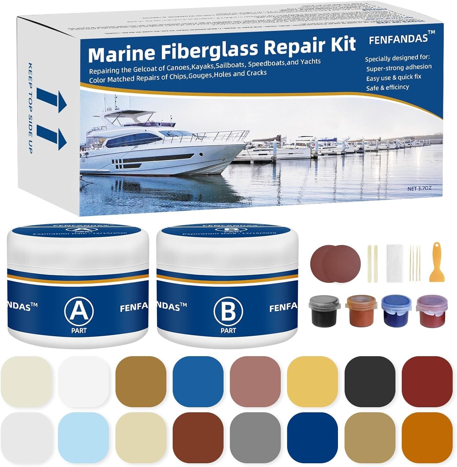 Fiberglass Boat Repair Kit (Color Match), Gel Coat Repair Kit for Boats,