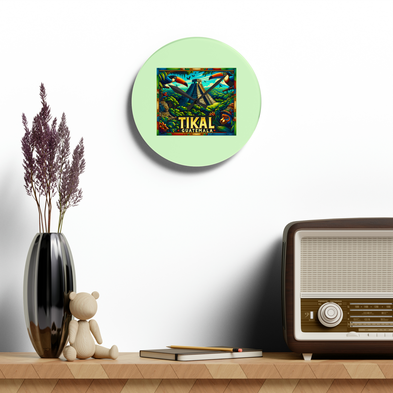 Tikal Guatemala Wall Clock (Acrylic)