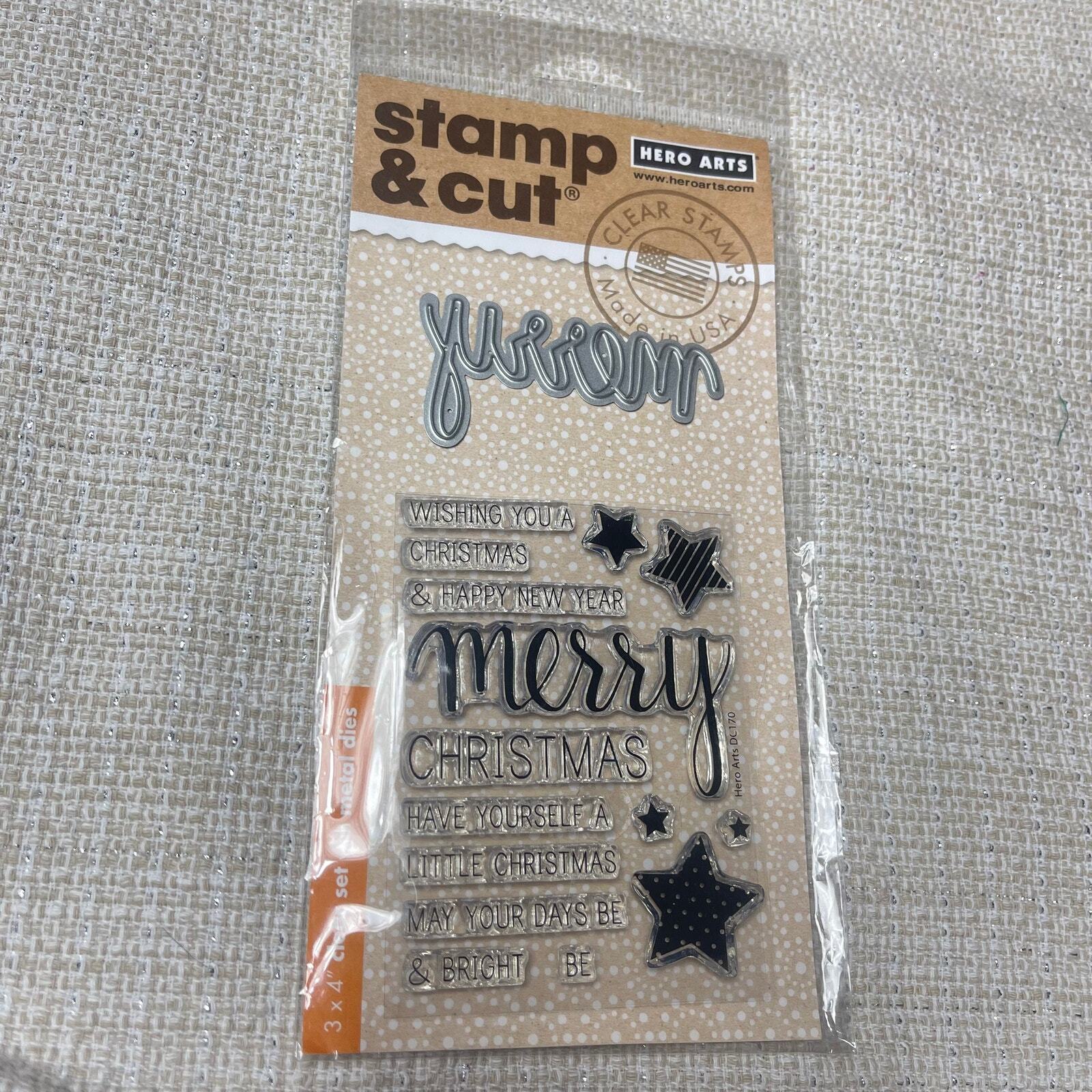 Hero Arts Stamp and Cut Merry Stamp with Matching Die Cut Set DC170 NEW