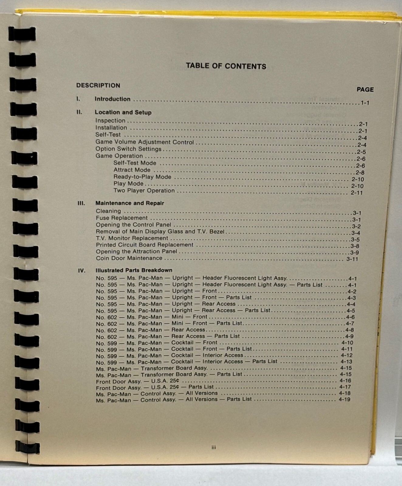 ORIGINAL-MIDWAY-Ms PAC MAN-PARTS AND OPERATING MANUAL