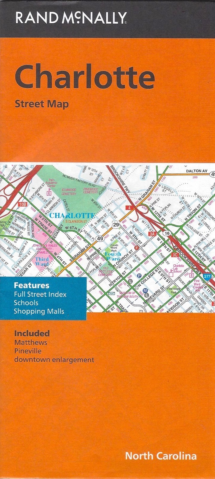 Charlotte, North Carolina, Street Map, by Rand McNally - 2022