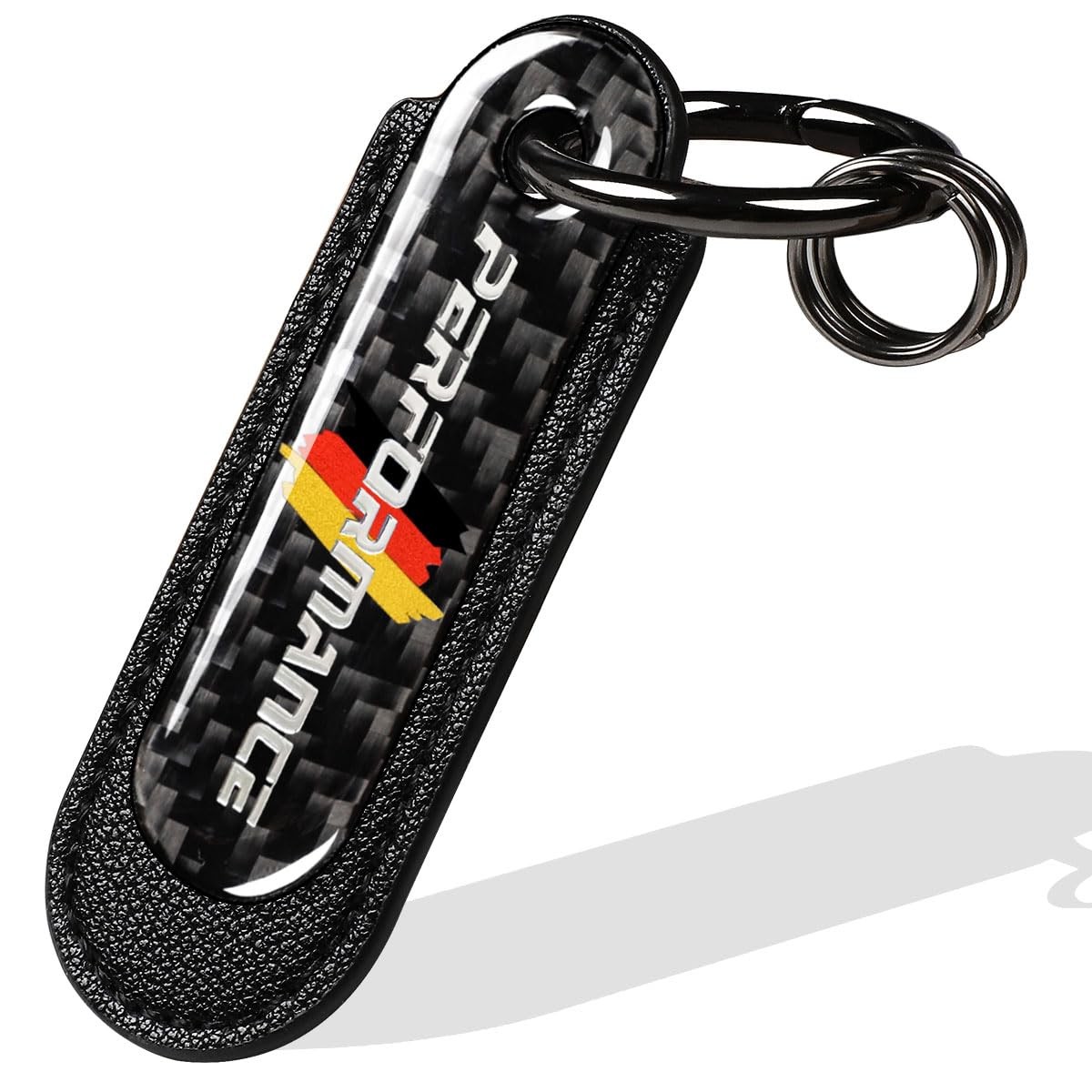 muekzru Carbon Fiber Leather Set Car Keychain,Universal keychain nisex, Black