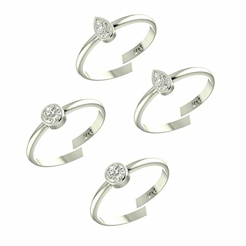 Toe Ring 92.5-925 Sterling Silver Cubic Zirconia Gemstone Ring Finger Leg 2 Pair