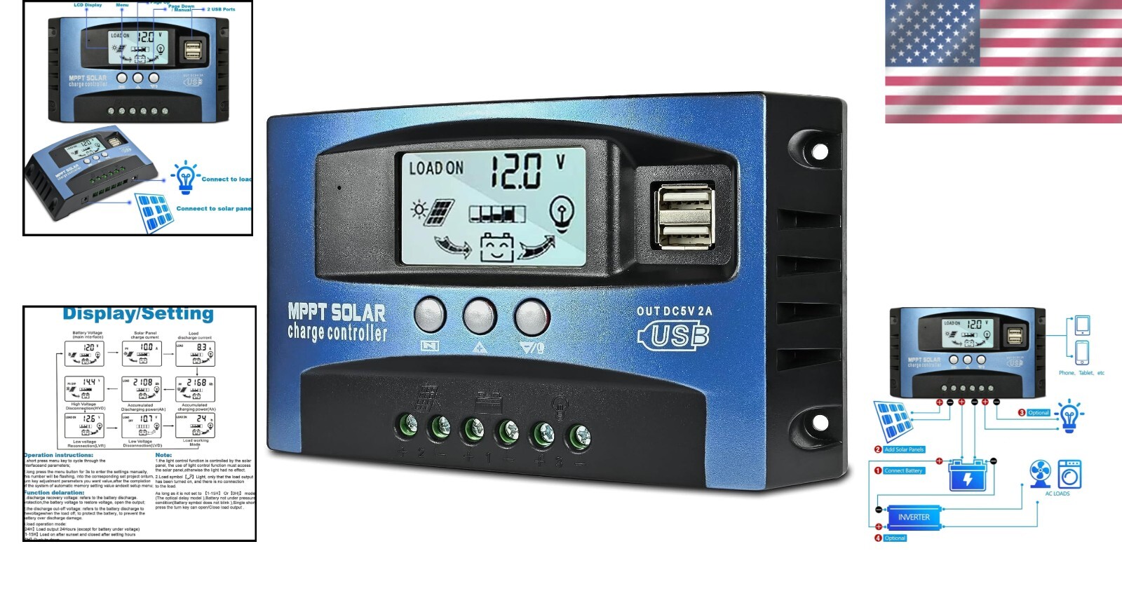 MPPT Solar Charge Controller with LCD & Memory Function for Enhanced Efficiency