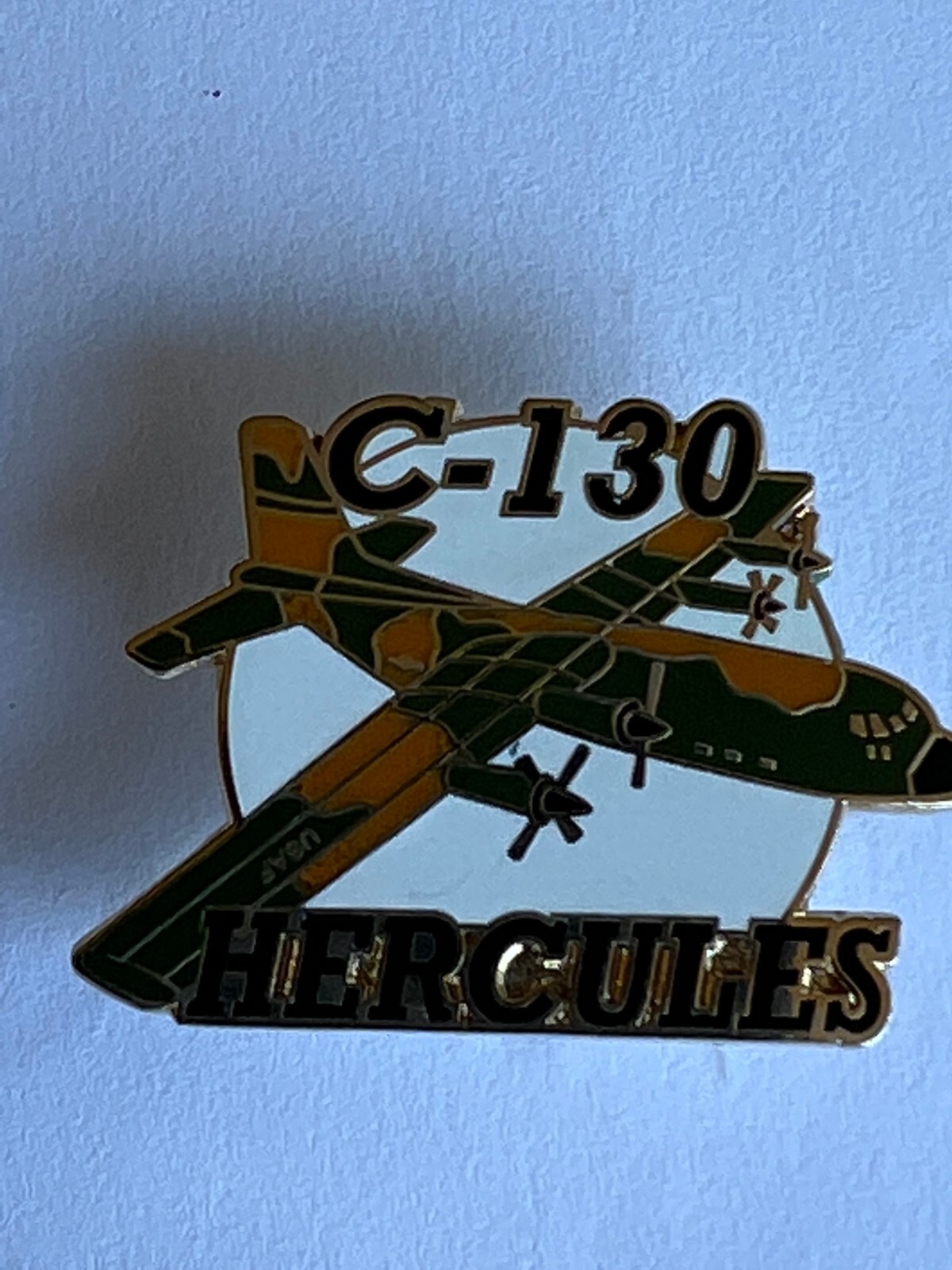 USAF C-130 HERCULES CAMO AIRCRAFT HAT PIN MEASURES 1.5 INCHES (EE P18089)