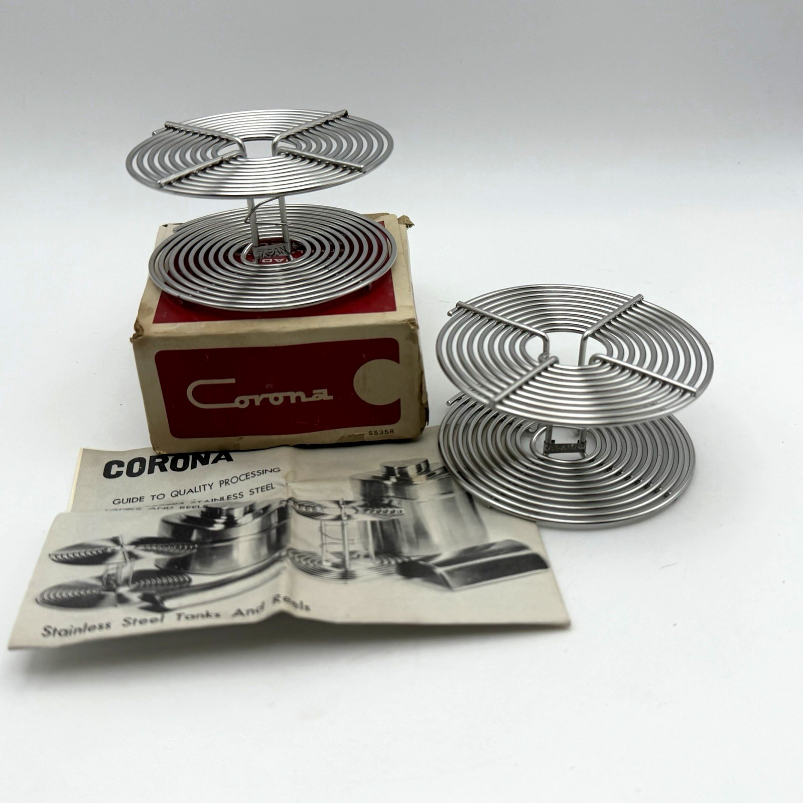 (2) Vtg Stainless Steel 35mm Film Reel 36 EXP 35MM Dark Room Japan - Unused