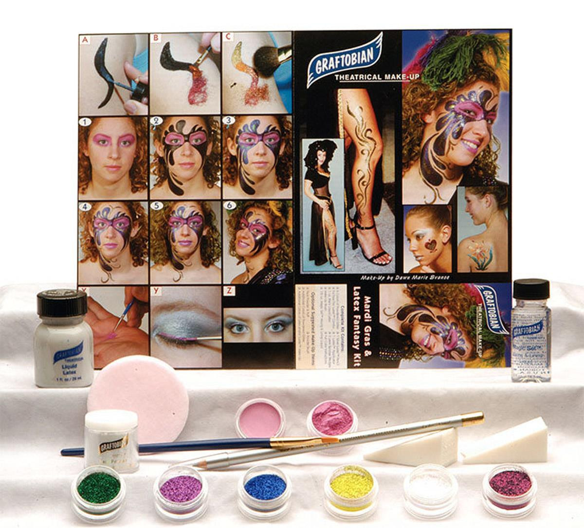 Mardi Gras Face Makeup Kit Graftobian Professional Fantasy Kit