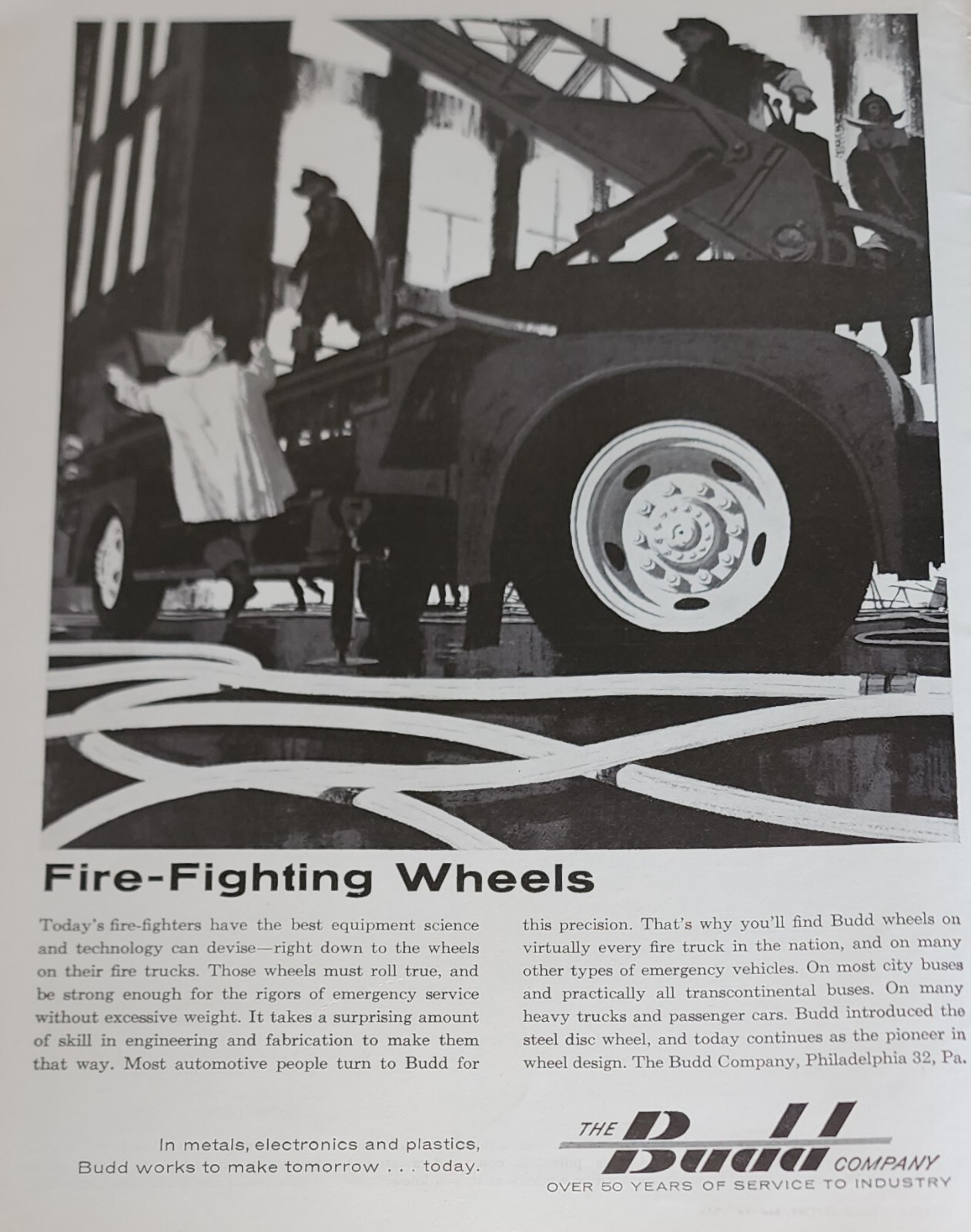 Fire Truck Engine Wheels Magazine Picture Ad Advertisement Vtg Wall Art Budd
