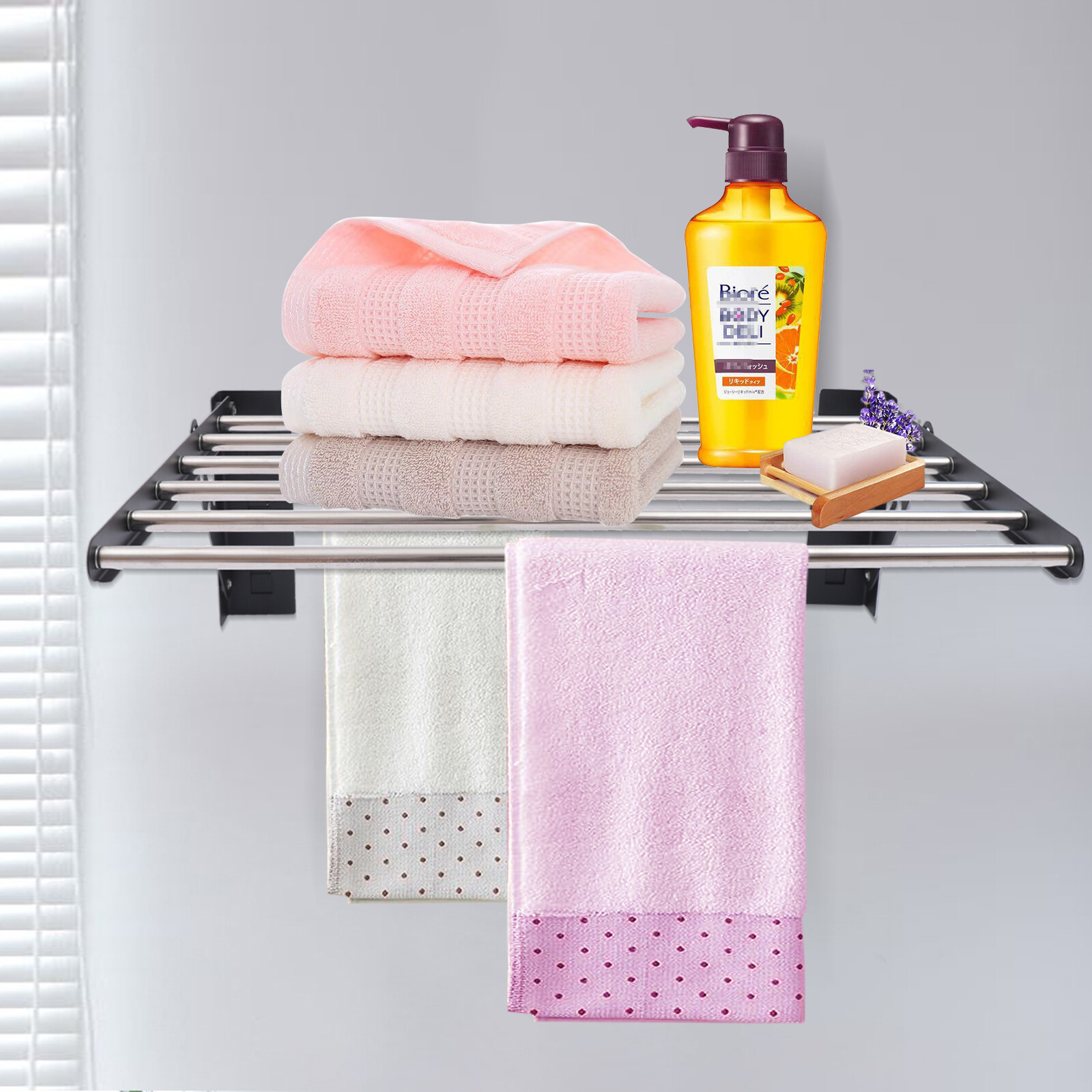 Folding Laundry Drying Rack Wall-mount Foldable Clothes Dryer Hanger Storage