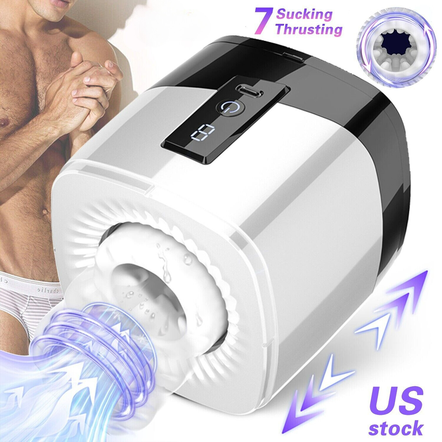 Male Masturbaters Automatic HandsFree Telescopic Cup Sucking Stroker Lubricants