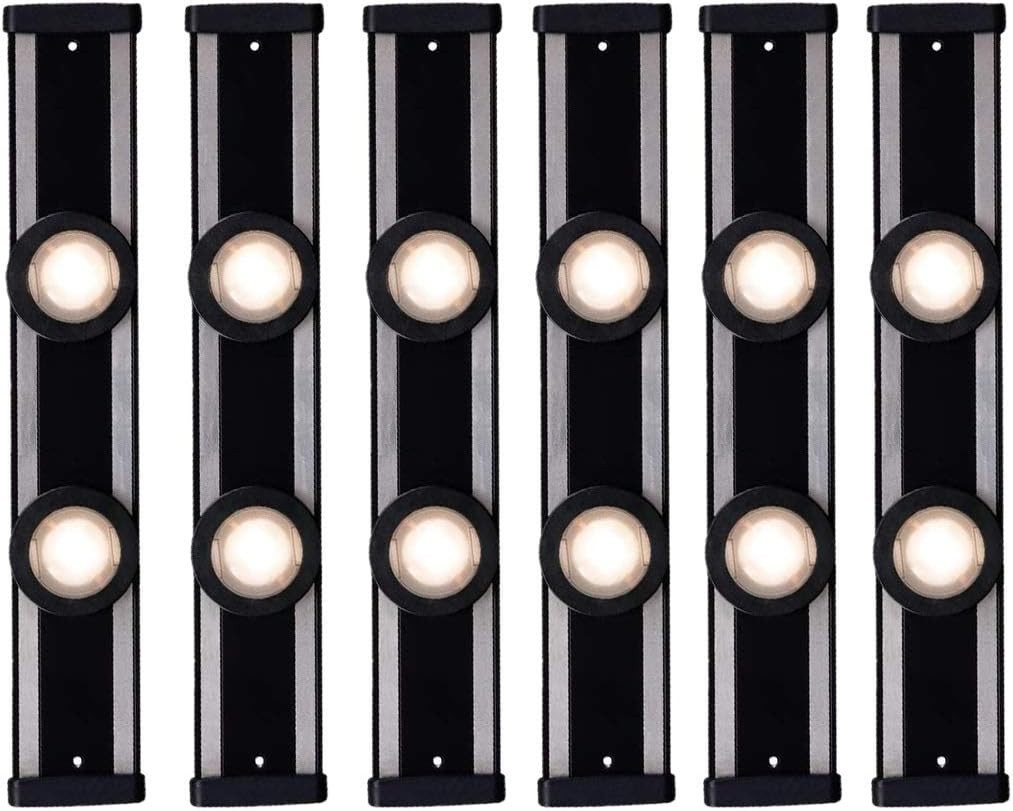 (case of 6) HALO 12 in. LED Black Under Cabinet Puck Light Kit, 2 Pucks, 3000K