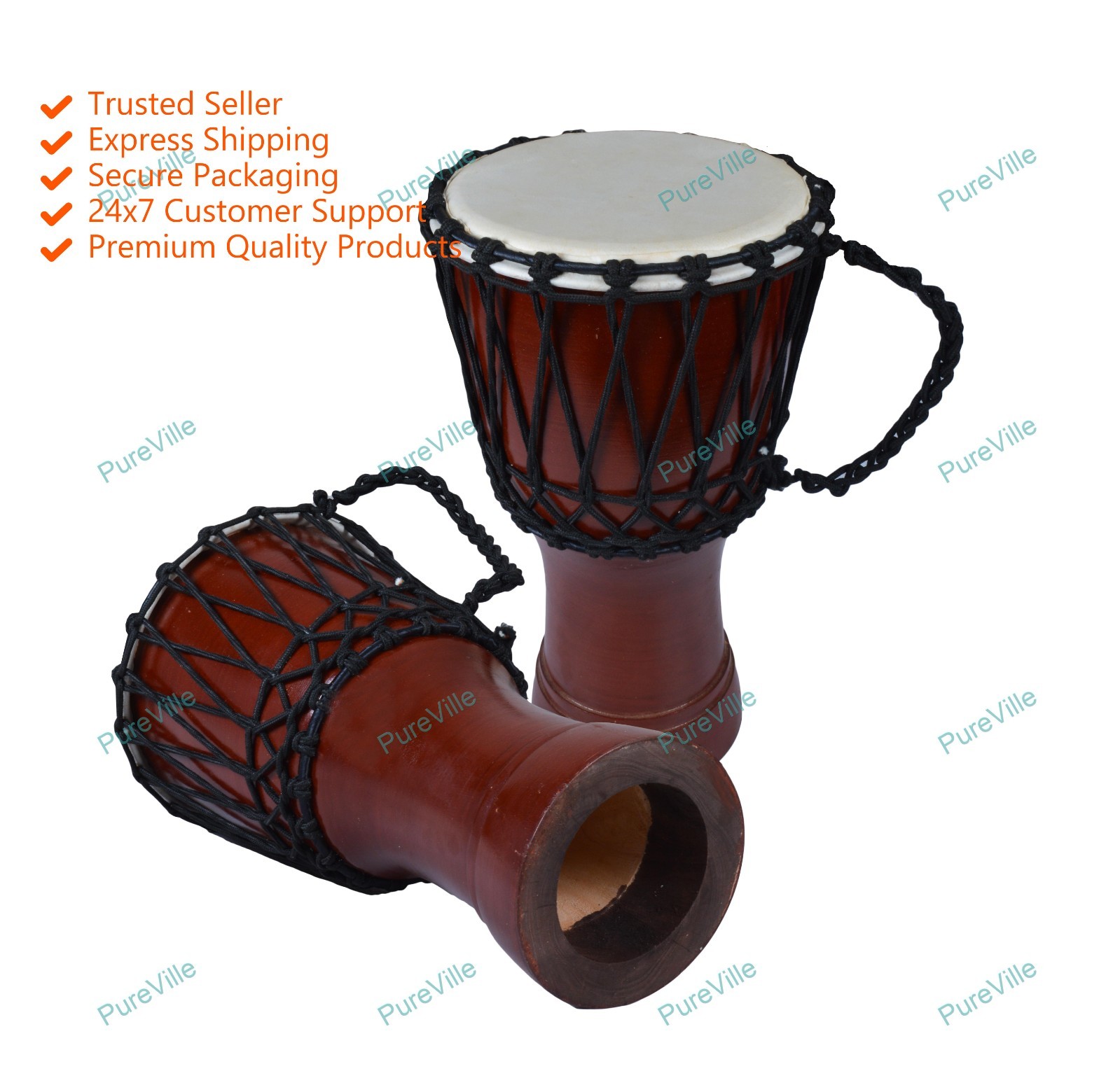 African Djembe Meenakari Work Drum Bongo Wood Good Sound Musical Instrument