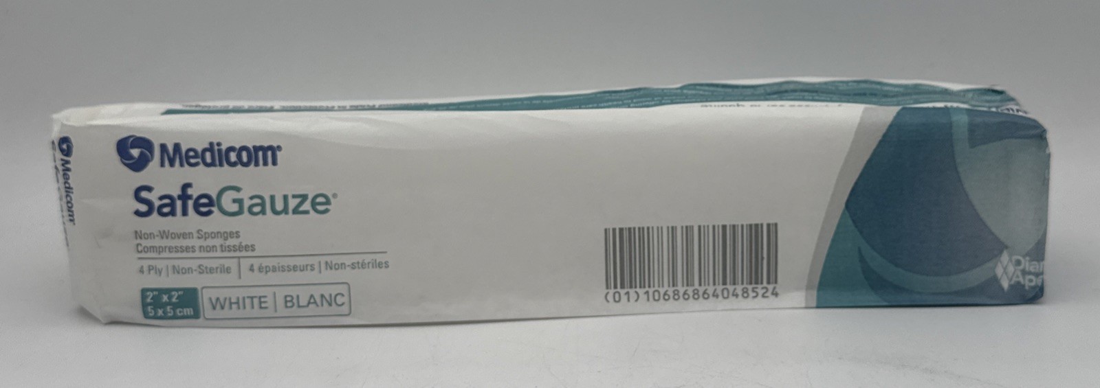 Medicom SafeGauze Non-Woven Sponges 4 Ply White 2” X 2” 20 Sleeves, 200/Sleeve