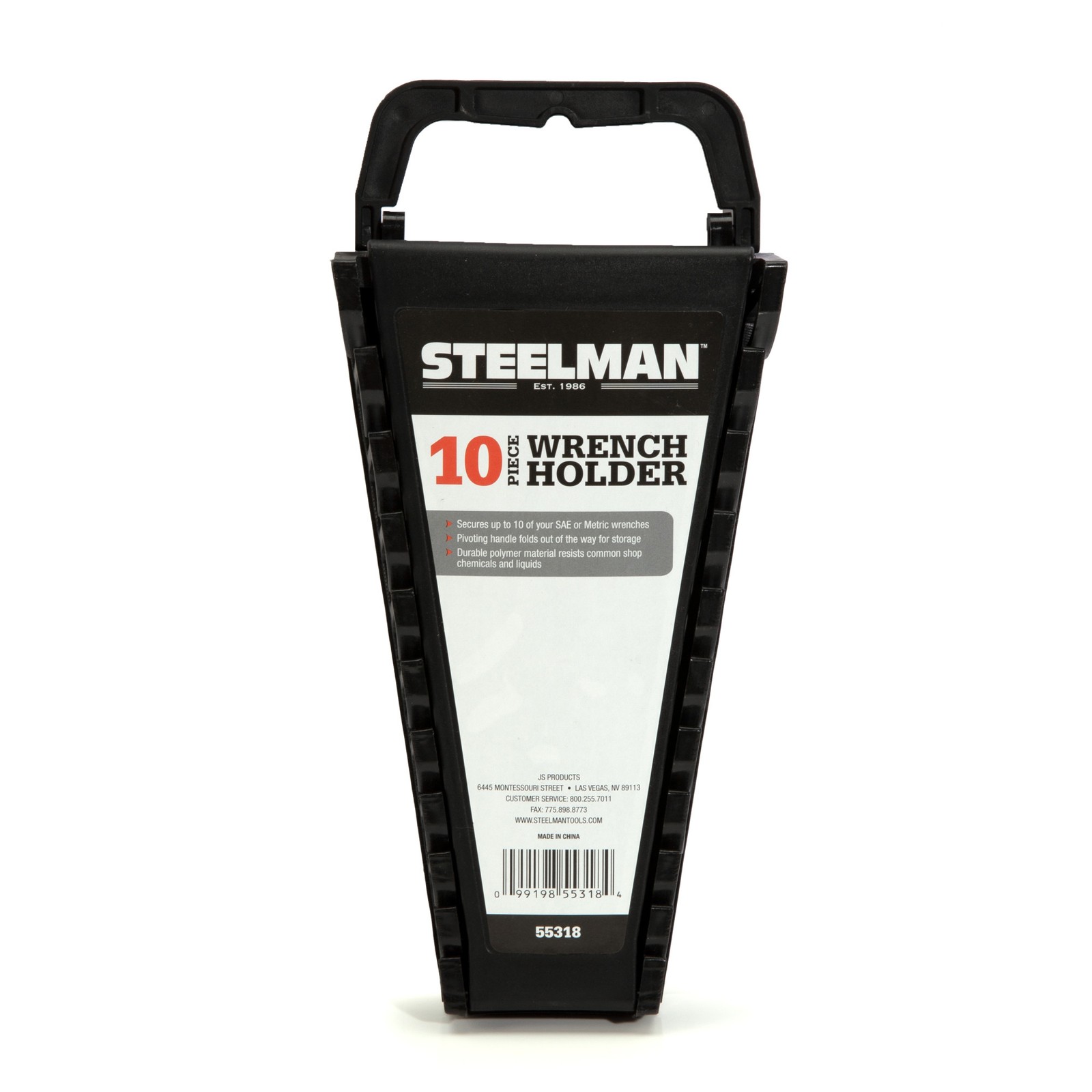 Steelman 10 Tool Wrench Holder, Organizer, Rack, Black 55318