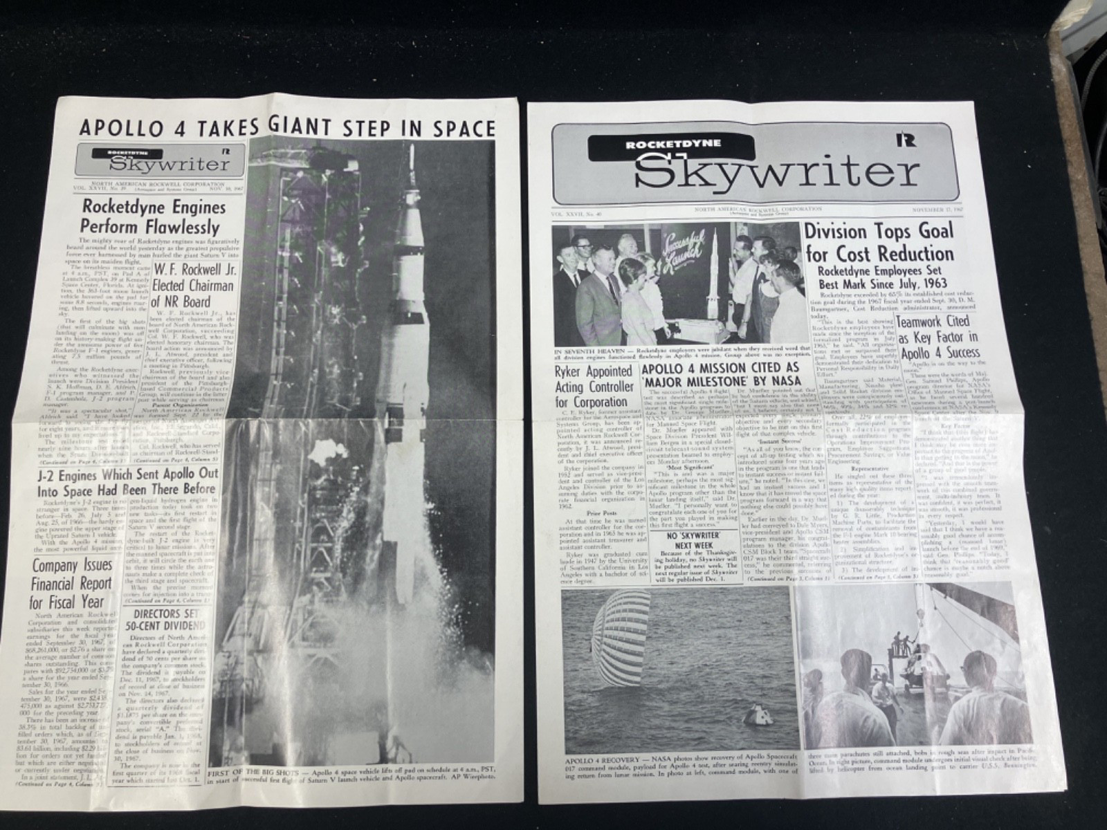 ROCKETDYNE SKYWRITER MAGAZINE, 1967, LOT OF 2 NOV 10 & 17