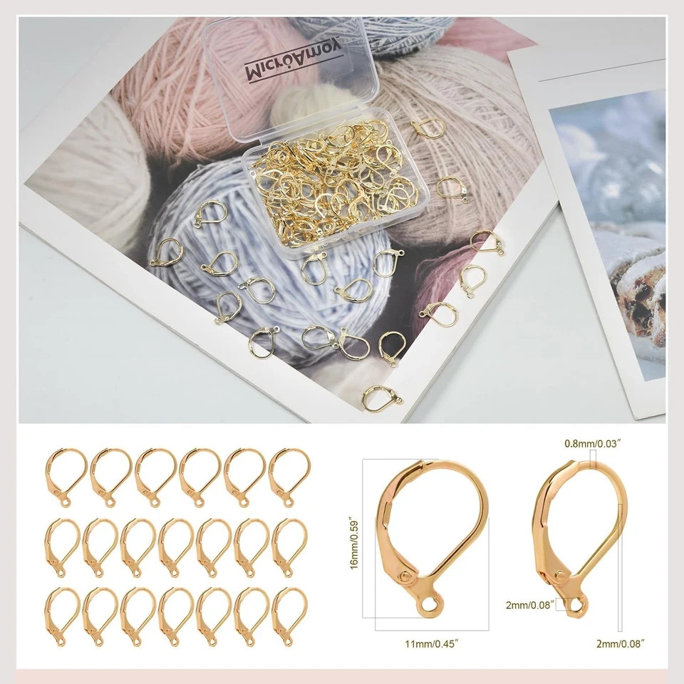 100pcs Gold Filled Leverback Earring Hooks Hypoallergenic Jewelry Making