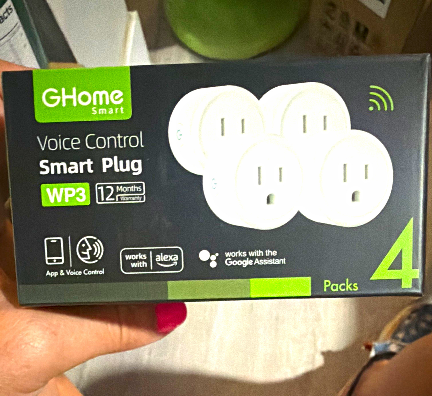 GHome Smart WP3 Wi-Fi Smart Plug 4-Pack, Voice/App Control, Alexa/Google, White