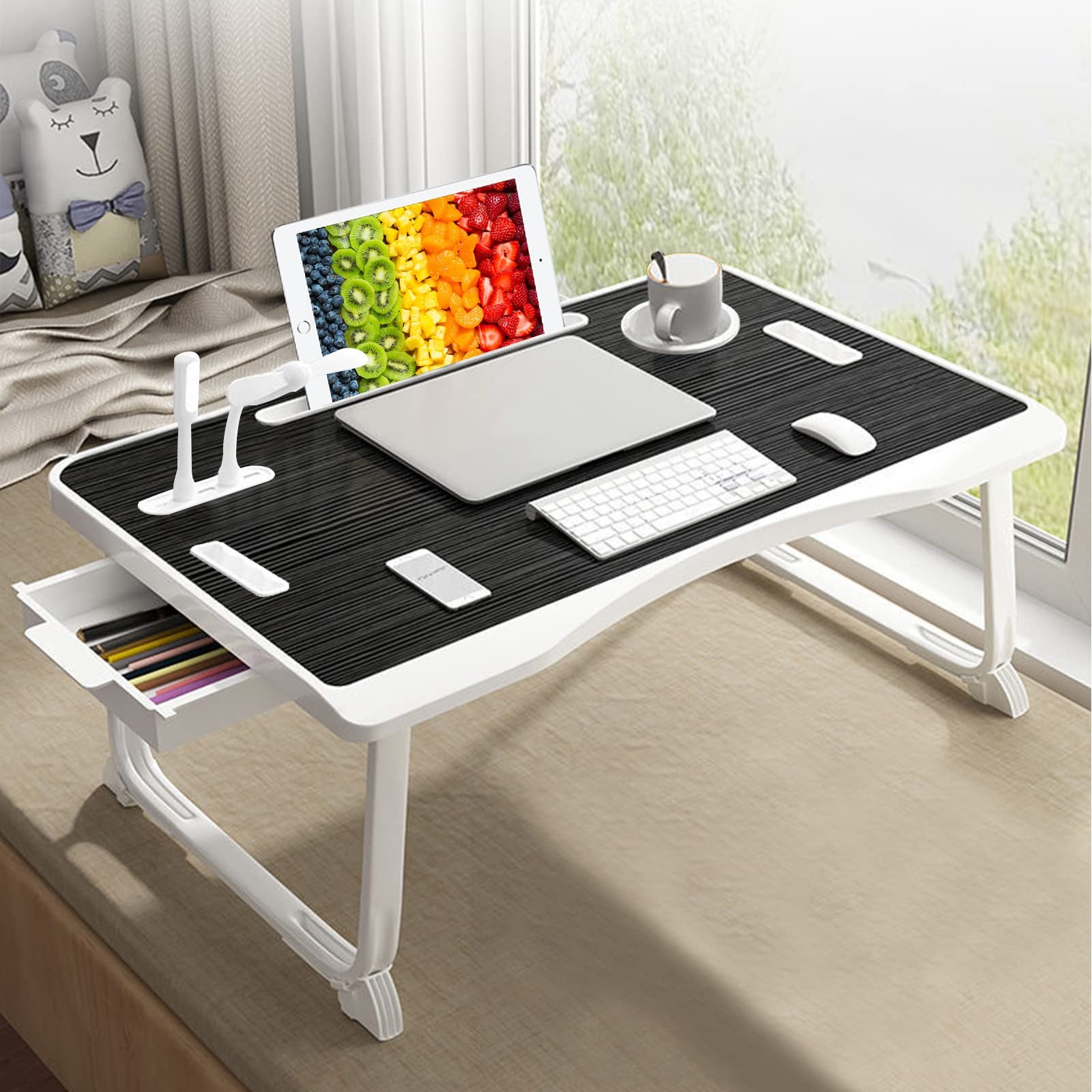 Laptop Bed Table, Laptop Desk for Bed, Foldable Laptop Bed Desk with USB Char...